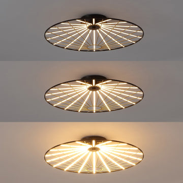 Anders 23.25" Contemporary Scandinavian Dimmable Stripe UFO Integrated LED Flush Mount - JONATHAN Y